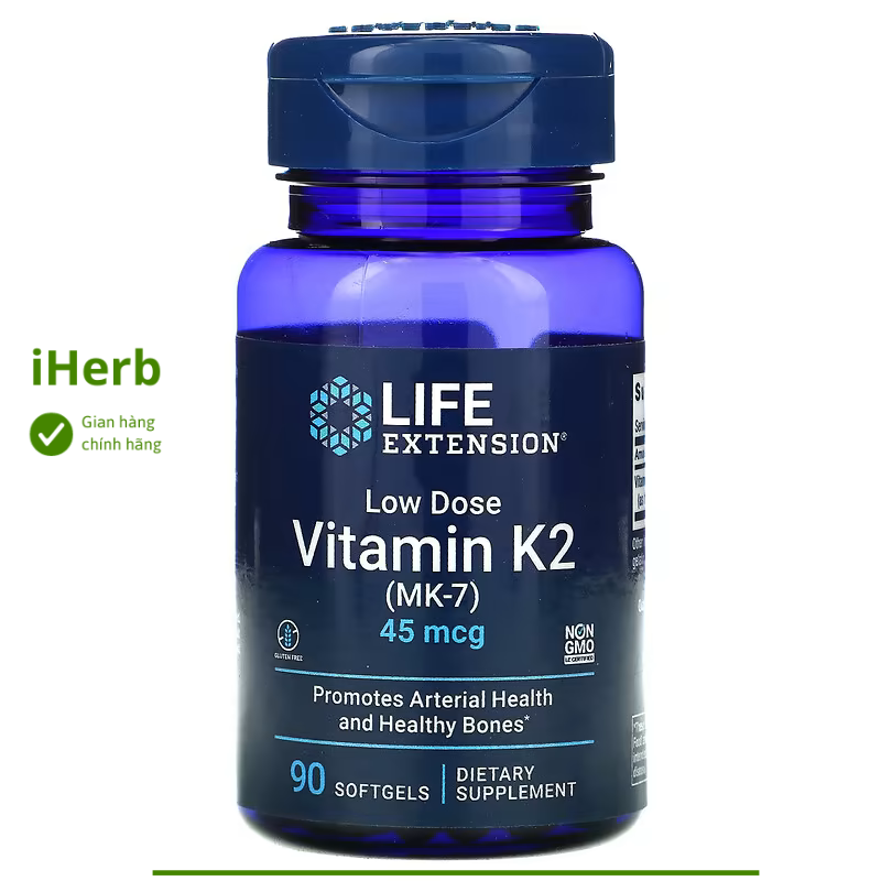 Bổ sung vitamin k2 low dose vitamin k2 , 45 mcg hộp 90 viên của life extension - iherb việt nam