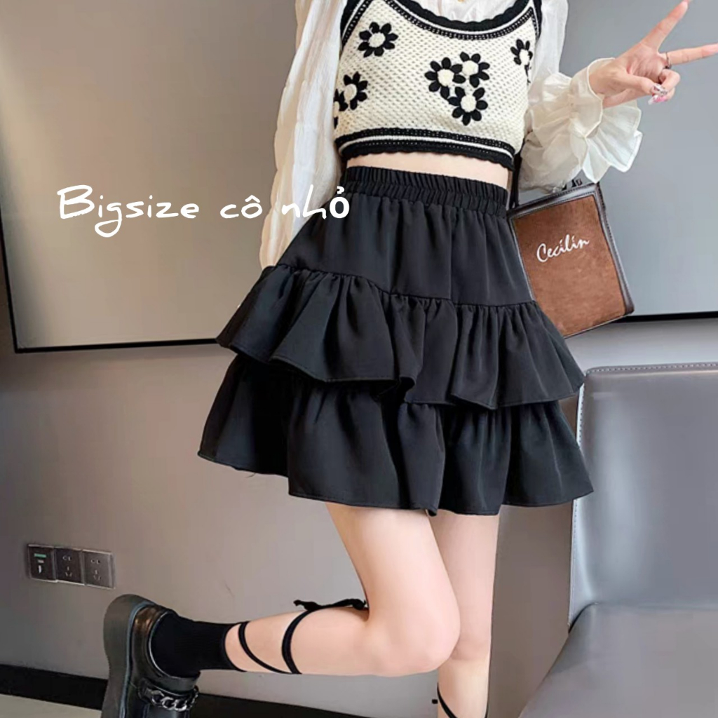 Chân Váy 2 Tầng Bigsize Nữ Lưng Cao,Chân Váy Xòe Big Size Có Lót Trong Vải Lụa Chéo Mềm Mịn CV XOE