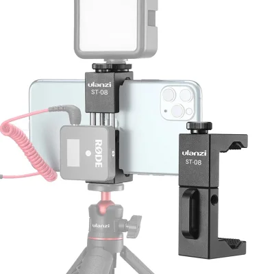 ULANZI ST-08 Aluminum Phone Holder Clip Vlog Microphone Mic Mount Tripod Adapter for RODE WIreless Go