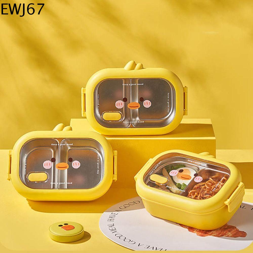EWJ67 Thép không gỉ Hộp cơm trưa vịt con 1000ml 2 ngăn Hộp bảo quản thực phẩm Di động Cách nhiệt Hộp đựng đồ ăn trưa Học sinh