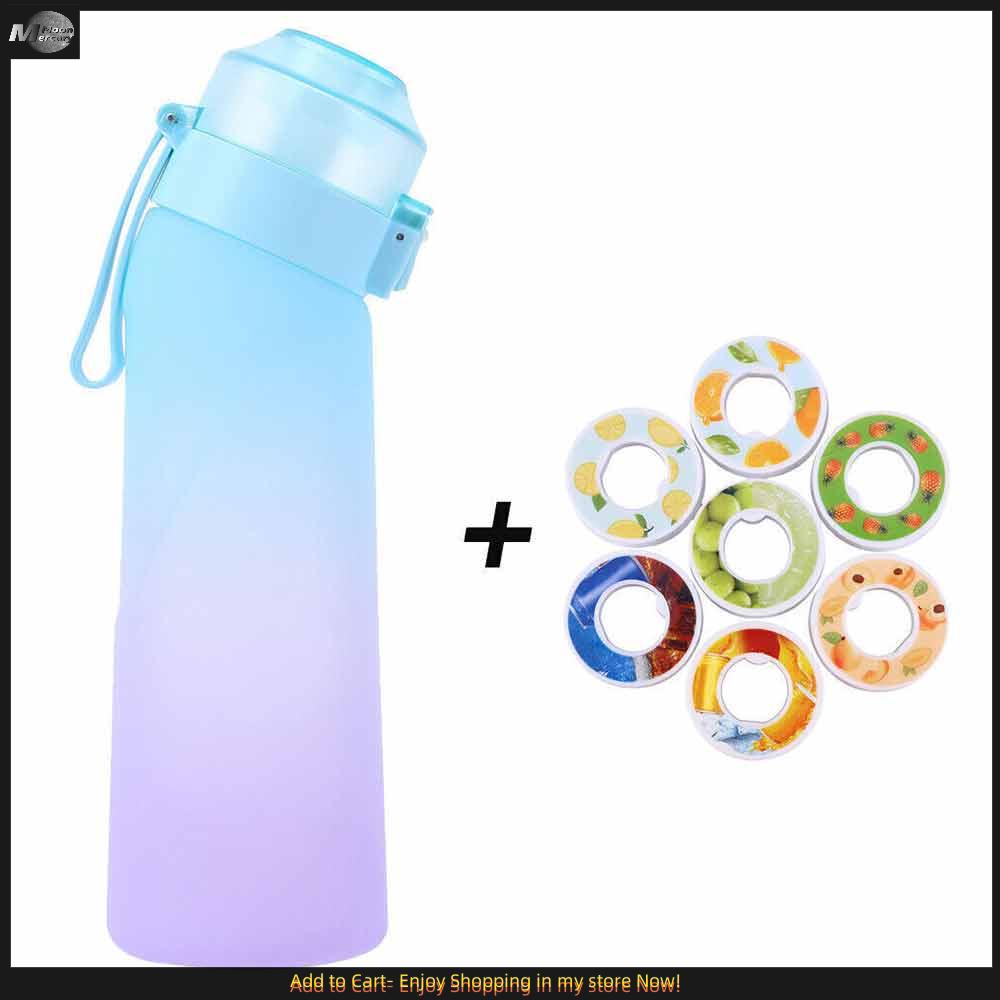 650Ml Air Up Water Bottle with 7 Fruit Fragrance Bottle Flavored Taste Pods Fragrance Cup Sports Water Cup Gradient Blue