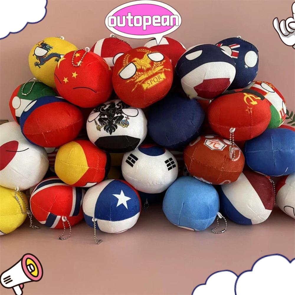 OUTOPEAN 10cm Bóng đồng quê Bóng Mỹ Búp bê nhồi bông Countryball Quà Tặng Polandball dây chuyền bóng