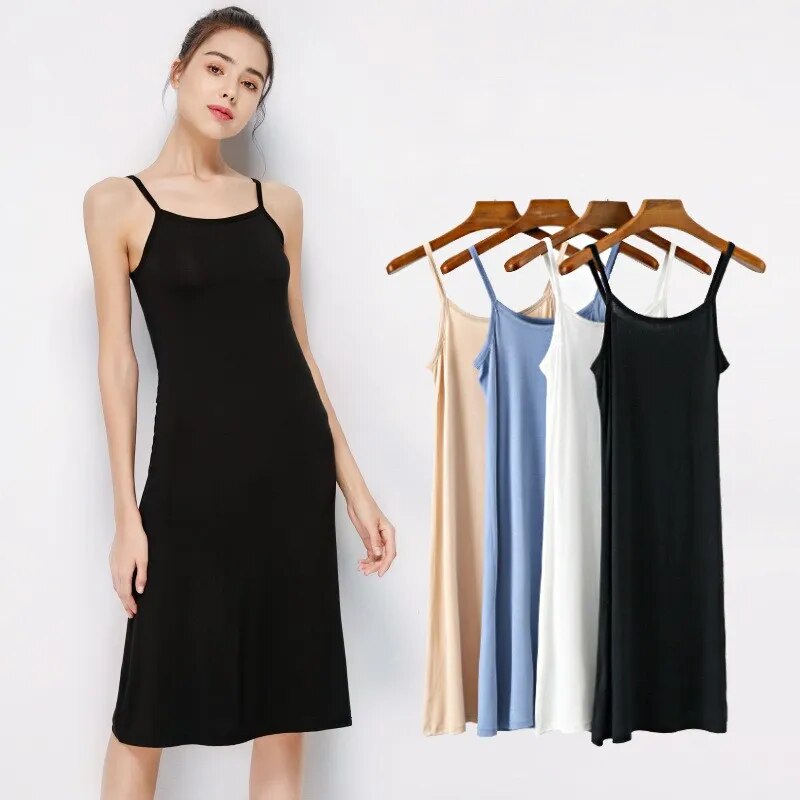 Của phụ nữ camisoles áo lót dài ăn mặc với vai-quai dài dưới ăn mặc rắn underskirt bên trong petticoat Chiều cao 90 đến 120cm