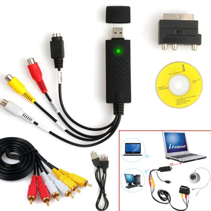 【Pre-order】 Usb2.0 Vhs To Dvd Converter Video Capture Kit Rca Cable Video Record Device S-Video Connector Drop Shipping