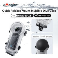 aMagisn Invisible Dive Case for Insta360 X5 60m Waterproof Underwater Housing with Quick Release Mount for 360 Diving Shots PF16
