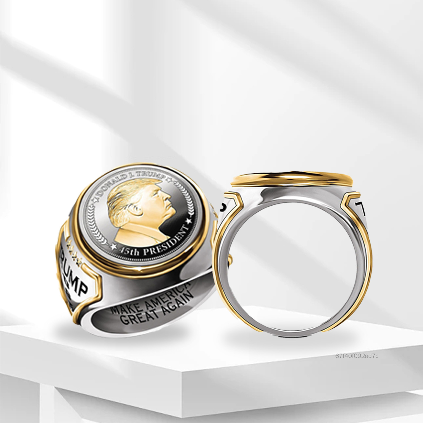 US President Trump Pattern Rings Fashion Trump Jewelry Alloy Chuck Rings for Anniversary Cocktail Party ZF-VN