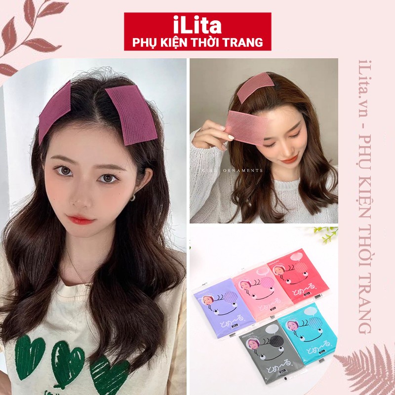 Miếng dán giữ cài tóc mái Hàn Quốc iLita khi kẹp tóc rửa mặt makeup trang điểm (Combo 2 miếng)