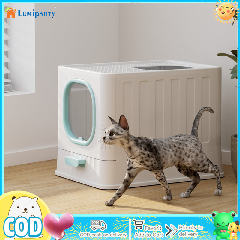 Foldable Cat Litter Box With Lid, Large Space Enclosed Litter Boxes With Drawer, Scoop, Front & Top Entry Kitty Toilet For Growing Cat, Easy To Clean ราคา 801 บาท*ส่งฟรี