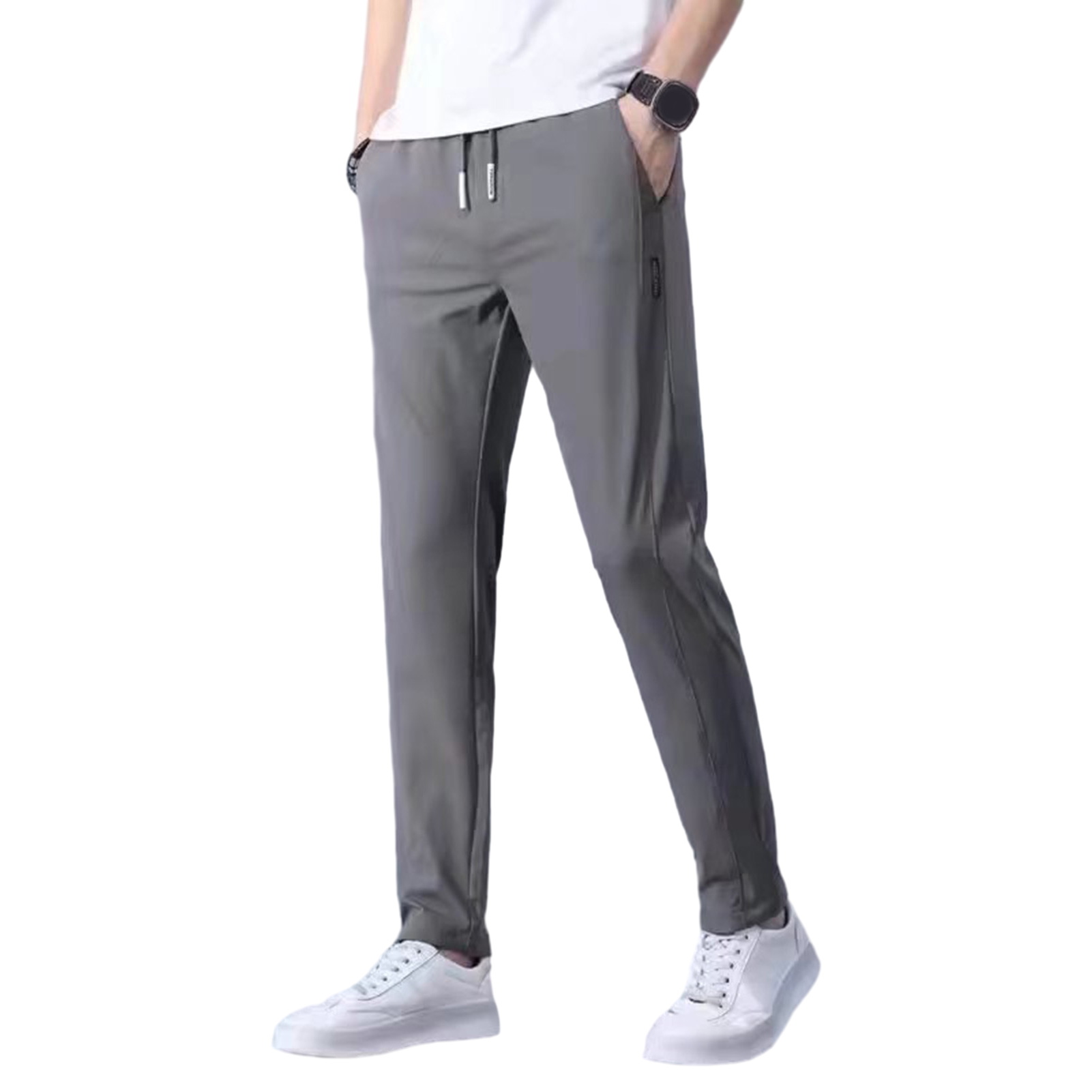 Zhousouxi Nam Thường Ngày quần nam dày quần thoải mái Quần mặc mùa đông nam ấm áp sang trọng Thắt lưng co giãn thẳng vừa vặn thể thao mềm quần lý tưởng cho mùa thu xuân