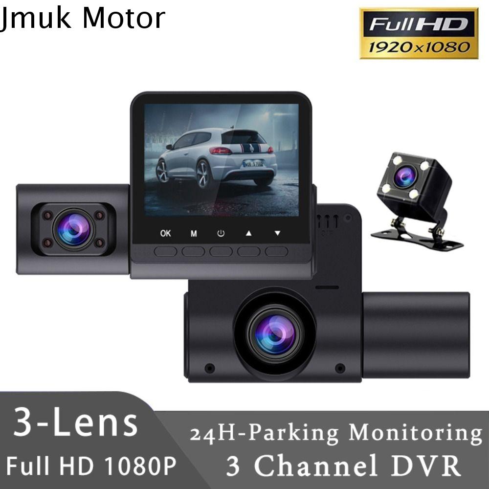 JMUK 3-len Camera hành trình mini 3 kênh cho xe hơi HD 1080P 2 inch Camera hành trình 3 ống kính bên