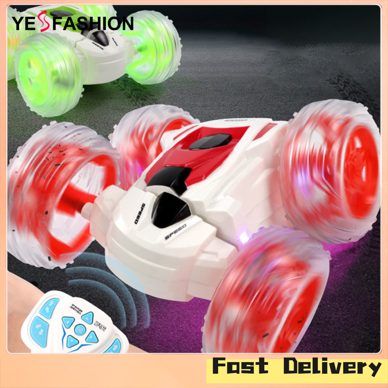 Yesfashion Store IN stock 2.4G RC Stunt Car 4CH Watch Control Rechargeable Double-sided Tumbling Vehicle For Birthday Christmas Gifts ราคา 436 บาท*ส่งฟรี