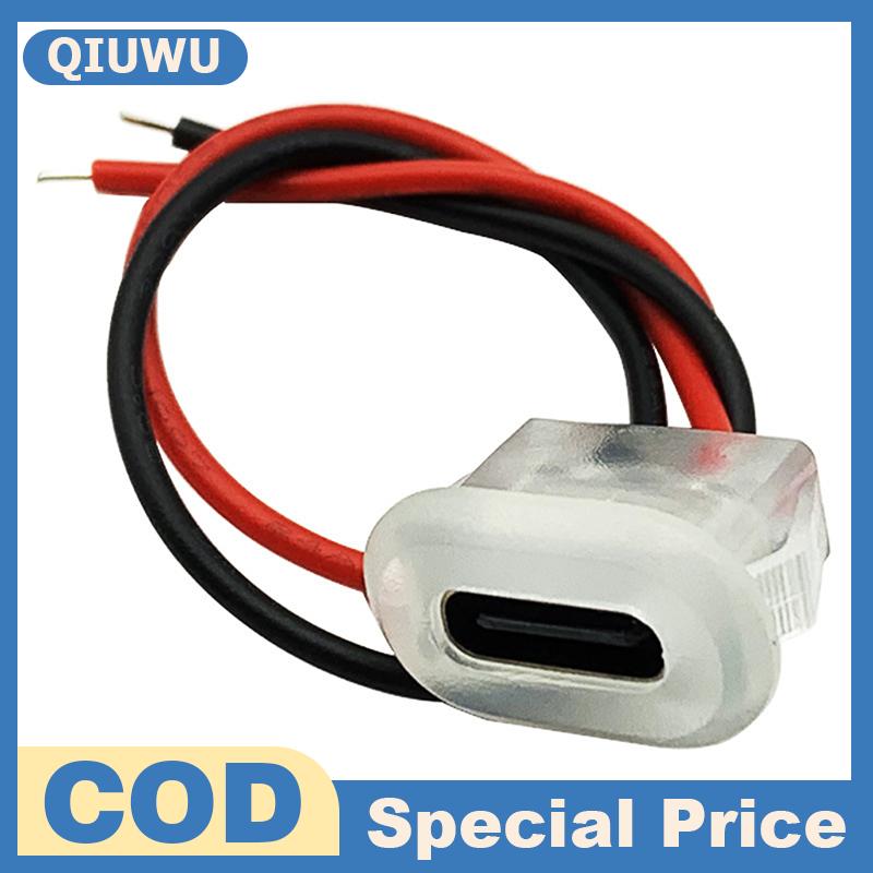 QIUWU 2pin USB Type C Input Type Charging Socket With LED Lights Plate Waterproof USB-C Power Port T