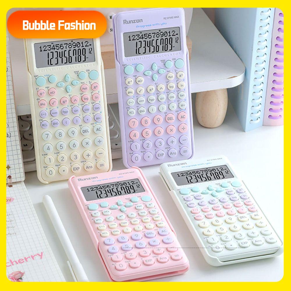 BUBBLE FASHION 240 chức năng Máy tính khoa học kỹ thuật Màn hình 12 chữ số 2 dòng Máy tính hiển thị hai dòng Di động Đa chức năng Máy tính toán toán học dành cho sinh viên và giáo viên