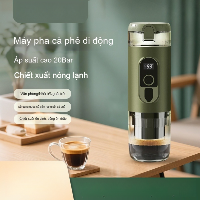 Portable Electric Coffee Maker, USB Rechargeable, Compact Design, Convenient to Carry, Can Use Both Capsules and Powder.