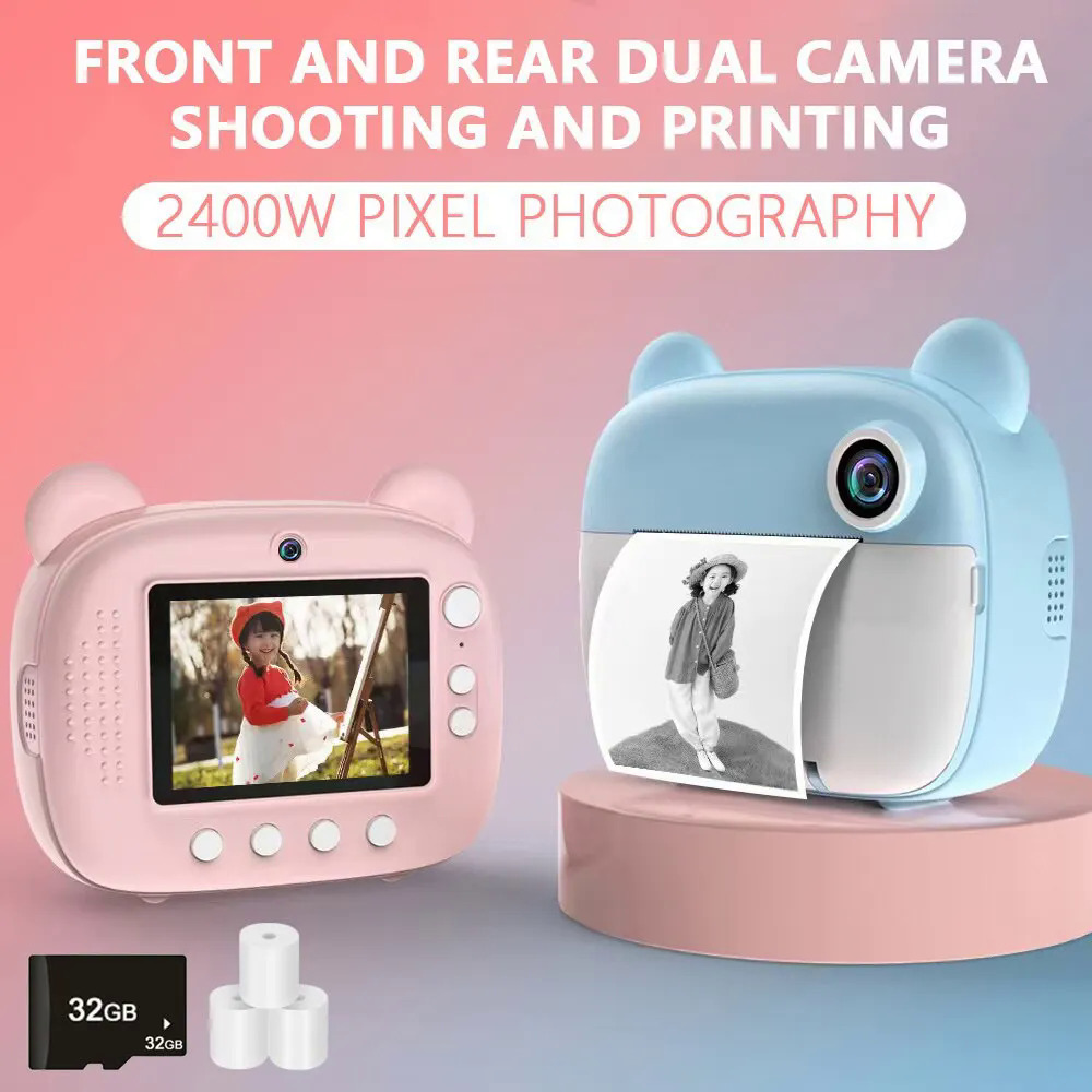 Children Digital Camera Instant Print for Kids Thermal Print Camera Instant Photo Printing Camera Video Toys+32G Memory Card Giá 750,000 Đồng*Miễn phí vận chuyển