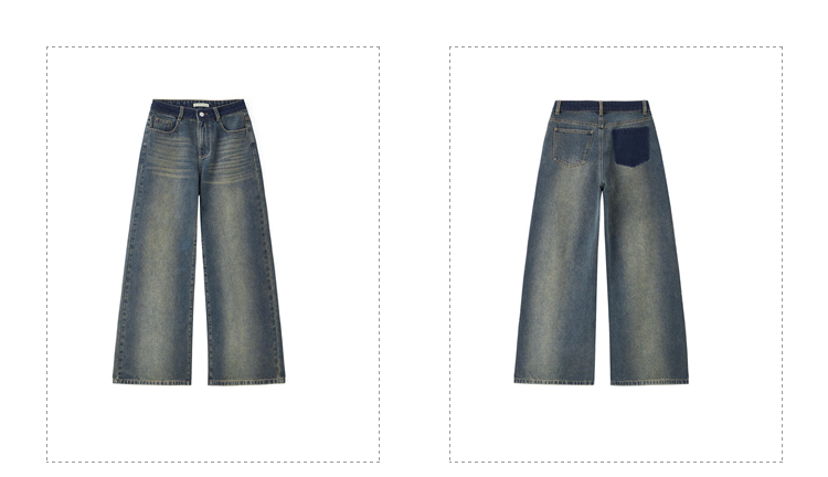 Giordano Women High waist wide leg retro washed denim pants Free Shipping 18414819 · v2