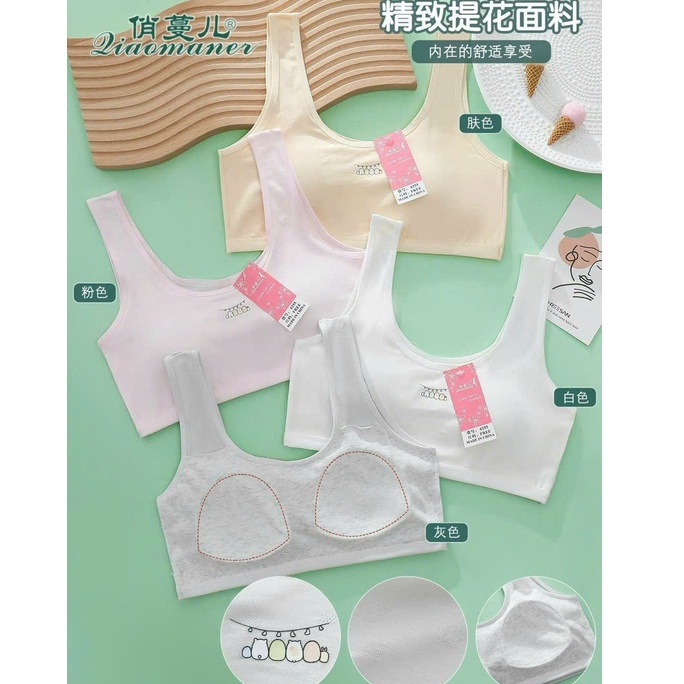 áo lá( áo lót) bé gái từ 10-18 tuổi đệm liền áo 6255 nhiều màu chất liệu cotton sợi than tre