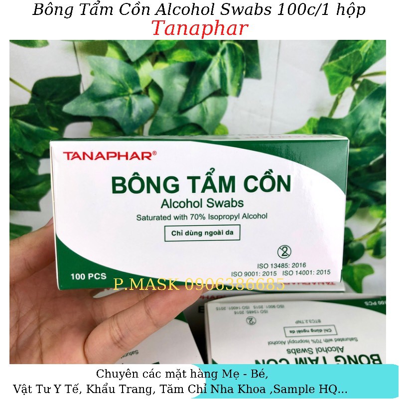 Bông tẩm cồn sát trùng TANAPHAR 100 miếng/ hộp tiện lợi - Bông tẩm cồn Tanaphar khử khuẩn vật dụng