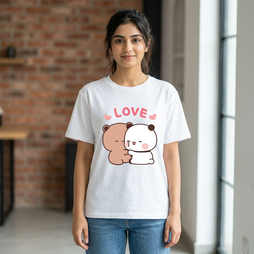 Half Sleeve T Shirt DTF Printed For Woman's
