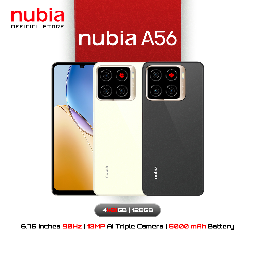 Nubia A56 (4+128GB) - หน้าจอ 6.75" 90Hz l แบต 5000mAh l กล้อง 13MP AI Camera นูเบีย รับประกันศูนย์ไทย ราคา 2,499 บาท*ส่งฟรี