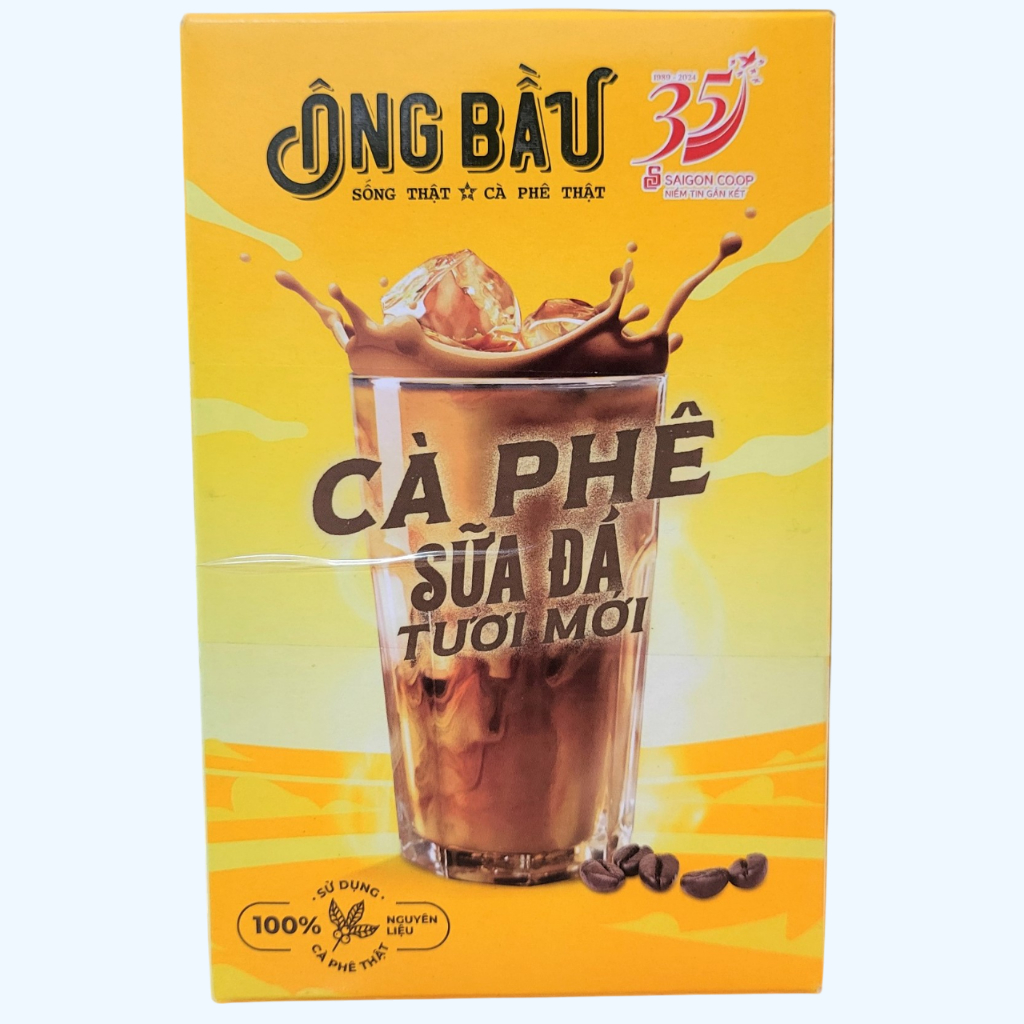 15 gói / ÔNG BẦU -- Hộp TƯƠI MỚI 255g -- CÀ PHÊ SỮA ĐÁ TƯƠI MỚI Fresh Iced Milk Coffee (HALAL)