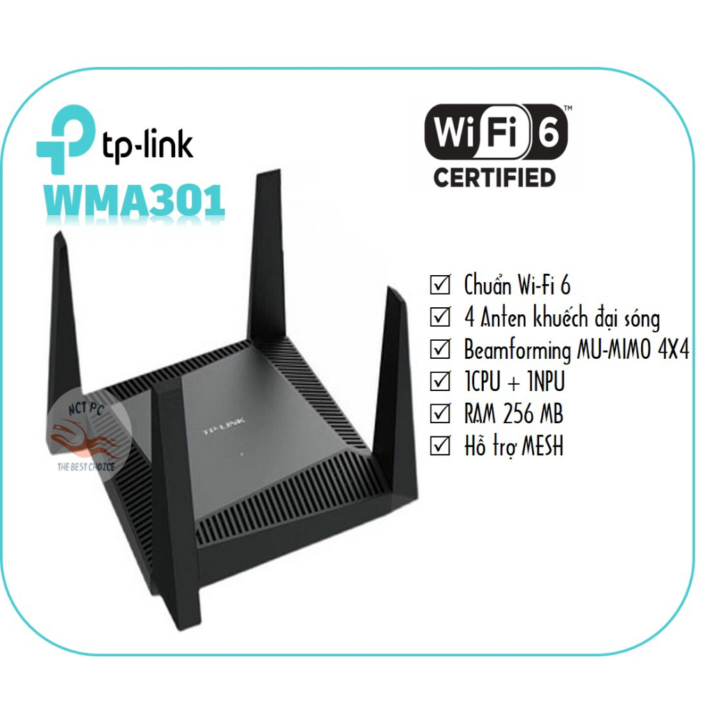 Bộ phát wifi router dual wan mesh wifi 6 tplink tp-link ax3000 wma301