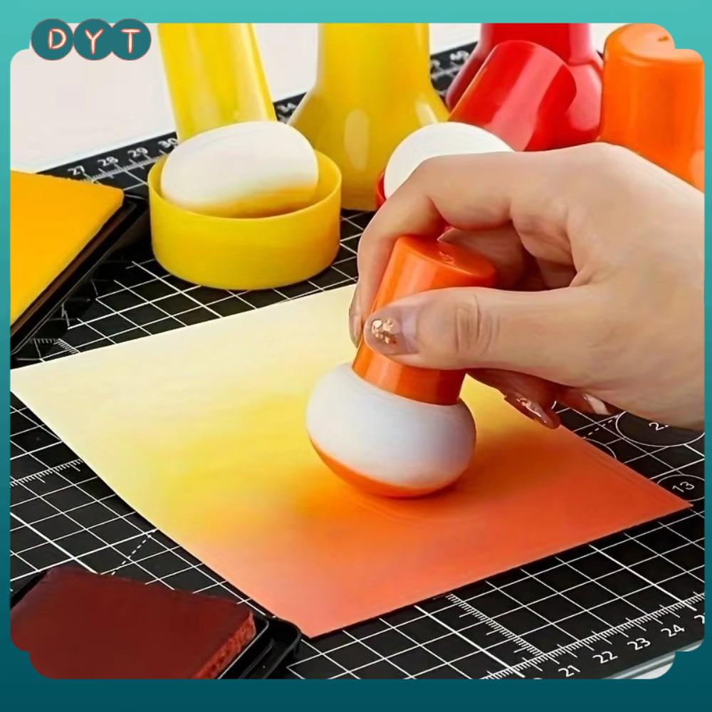 DYT 6pcs Đầy màu sắc Bộ cọ stencil Máy phun mực có tay cầm Công cụ làm thẻ Thủ công mỹ nghệ Bọt biển bầu khô ướt Dành cho Scrapbooking