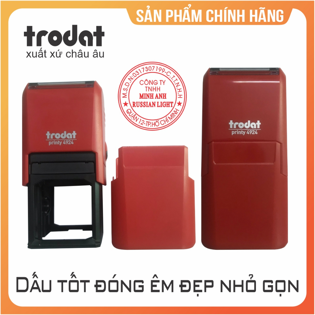 Khắc dấu tròn Trodat hộp vuông 38 x 38mm, khắc theo yêu cầu