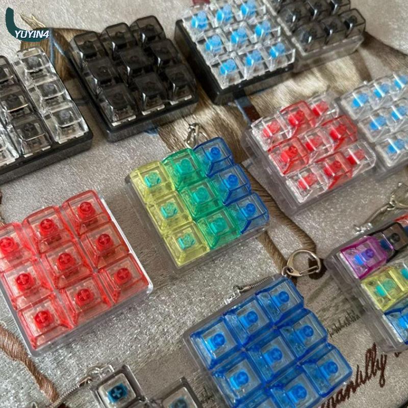 YUYIN4 Mới Tự Làm Bàn Phím Fidget Keychain Phím Nút Cứu Trợ Căng Thẳng Clicker Đồ Chơi 9 Phím Ngón Tay Bàn Phím Cap Dành Cho Người Lớn