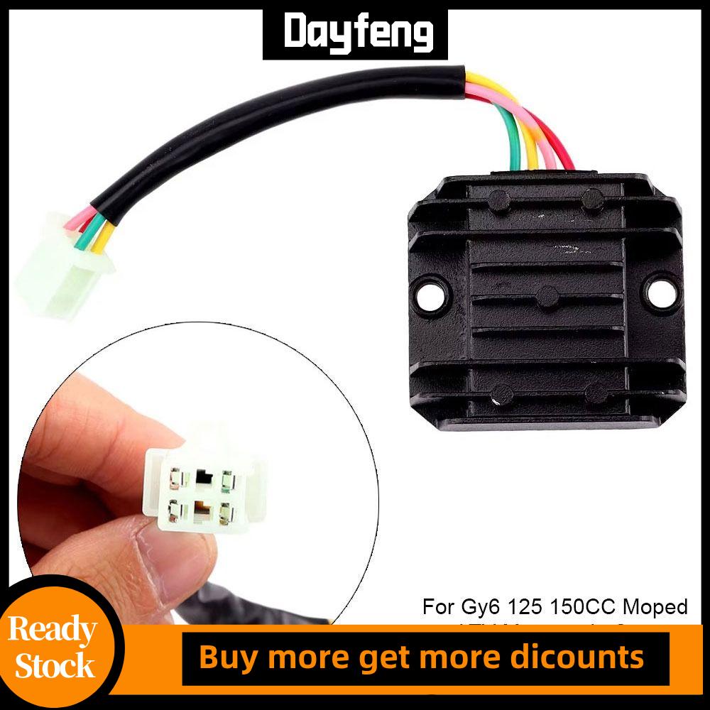 DAYFENG 1Pcs 4 dây Bộ điều chỉnh chỉnh lưu Nhôm 4 chân Phụ kiện xe máy tay ga 12V Bộ điều chỉnh sóng đầy đủ Dành cho xe máy Gy6 125 150CC và ATV