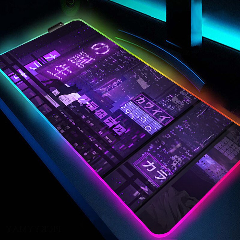 RGB bàn di chuột chơi game Neon in HD Essories Với chơi game được chiếu sáng nền Ruer Chuột Pad Gamer Non-Slip thảm lót Chuột máy tính bàn LED Mat