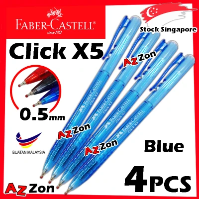 Faber Castell Click X5 Ball Pen (Blue) 0.5mm Needle Point Retractable Super Smooth 100% Original Genuine 1425 Faber-Castell