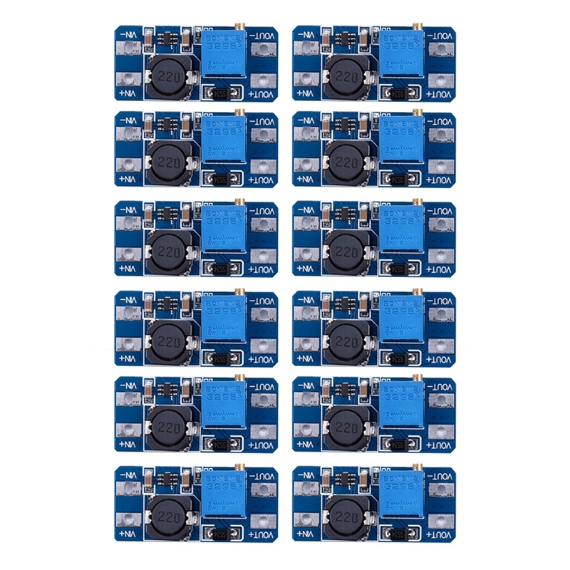12Pcs MT3608 DC 2A Step Up Power Booster Module 2V-24V Boost Converter for Arduino