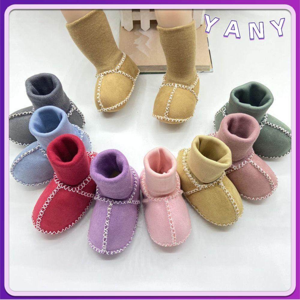 YANY Pure Natural Leather Fur Integrated Baby Shoes Soft Wear