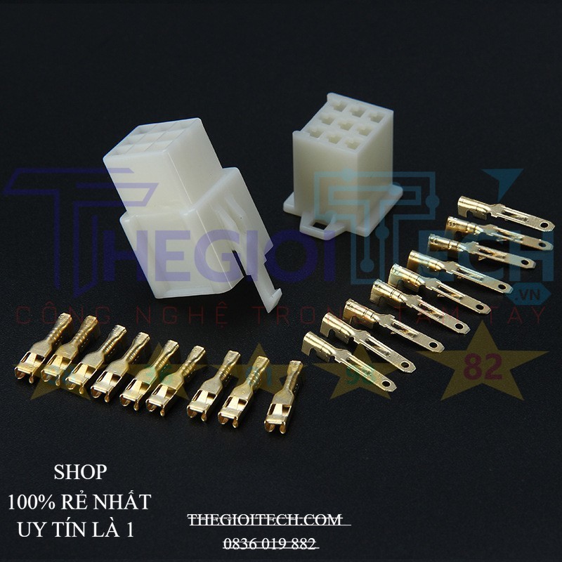 Combo 1 Bộ đầu nối 2.8 Jack kết nối dây điện 2.8mm 2P 3P 4P 6P 9P đầu đực+cái+Ghim, bấm dây cáp cho xe máy ô tô động cơ - Ghim + đầu đực - 9P (nối 4 lõi dây)