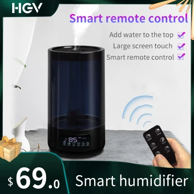HGV 6L large-capacity humidifier with water cylinder type smart household mute aromatherapy humidifier humidifier bedroom office air purification household maternal and child aromatherapy humidification
