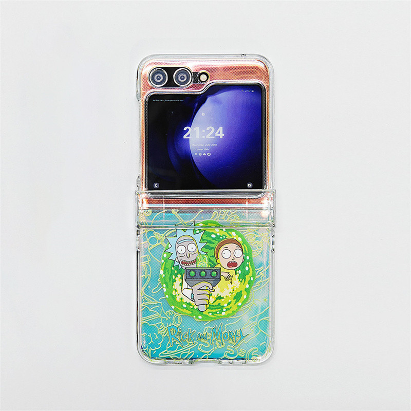 Phim Hoạt Hình Rick morty Laser Thẻ Dây Buộc Ốp điện thoại cho Samsung Galaxy Z Lật 6 3 4 5 Z Flip5 