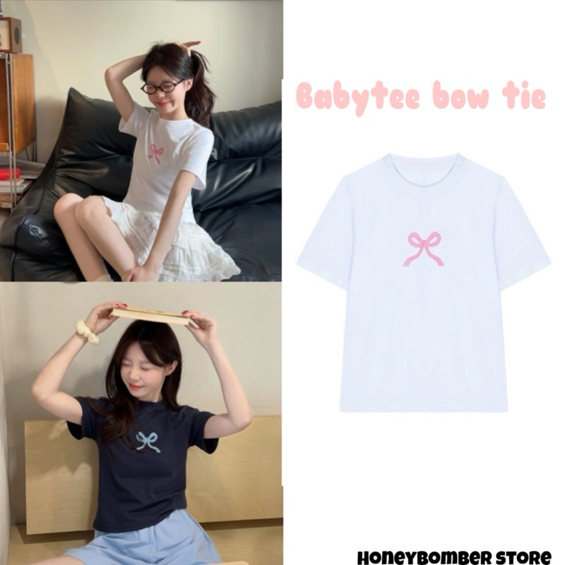 Áo Baby Tee Nơ dễ thương Áo Thun Babytee Nữ cotton co dãn