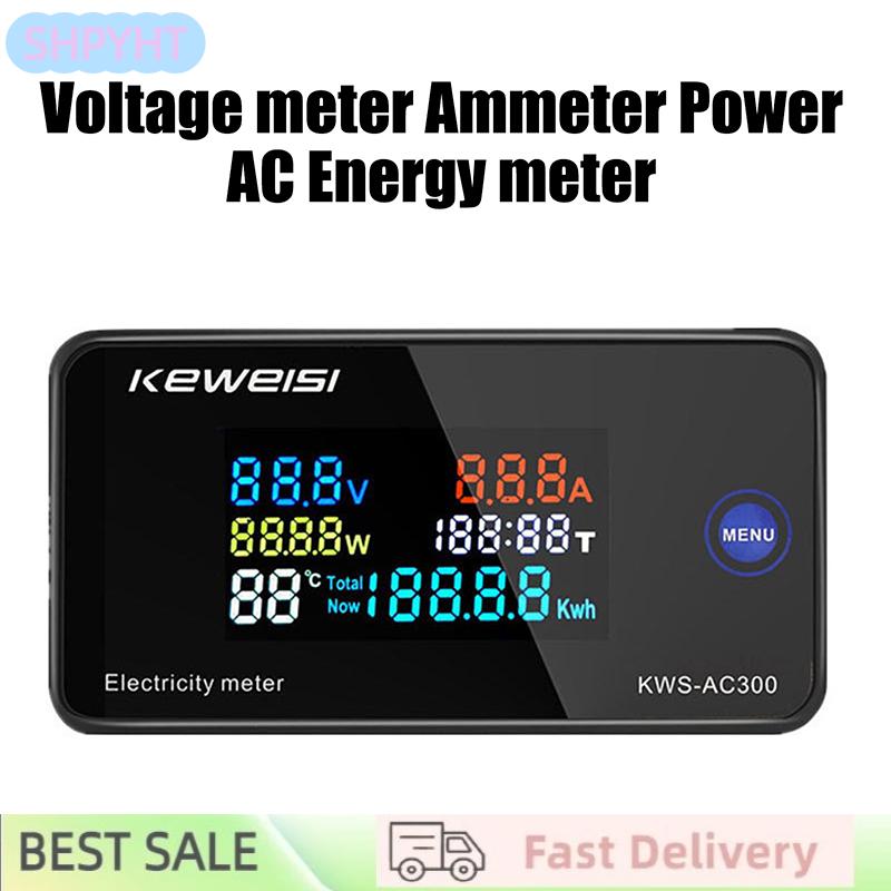 SHPYHT KWS-AC300มิเตอร์วัดแรงดันไฟฟ้ากระแสสลับ50-300V แรงดันไฟฟ้า45-65Hz เครื่องวัดพลังงานไฟ LED เครื่องตรวจจับ0-100A ราคา 310 บาท*ส่งฟรี