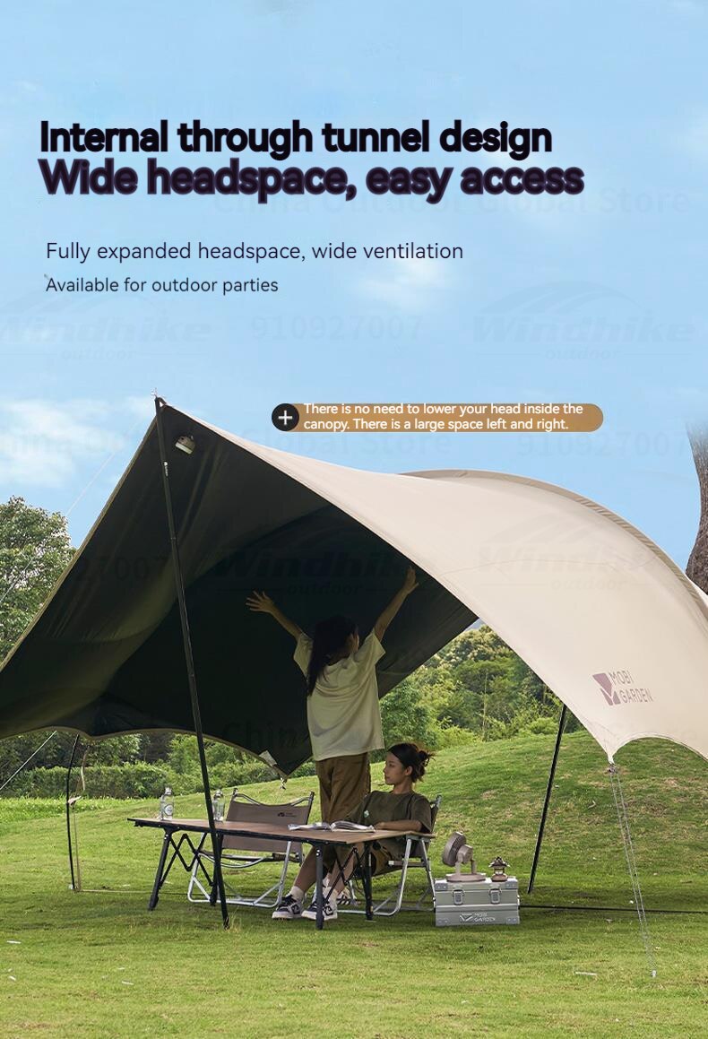 MOBI GARDEN Outdoor Camping Picnic Tent Anti-vinyl Canopy Rain Anti-ultraviolet 50+ Large-size Tunnel-type Oxford View D250 · v49