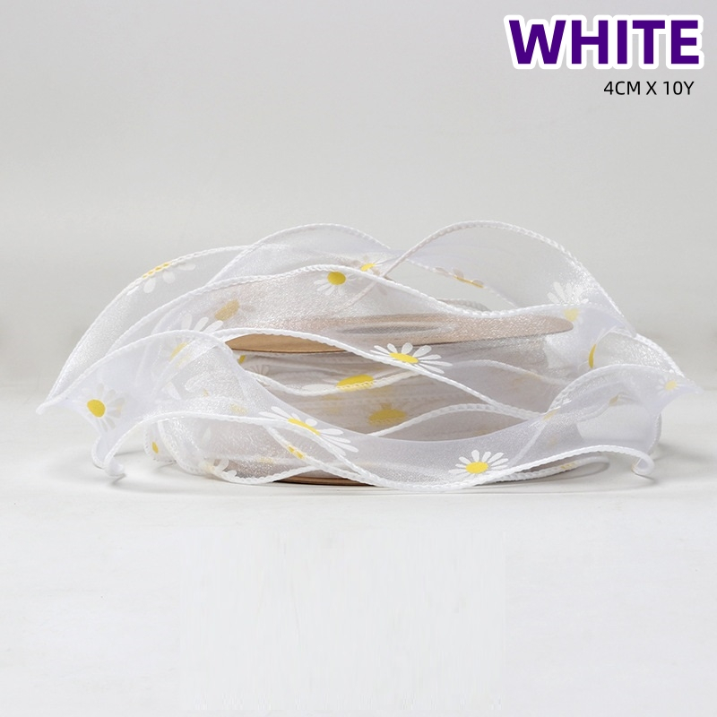 ✔✔READY STOCK✔✔ 4cm 10Y Daisy Wavy Fish Tail Ribbon Wave Lace Mermaid bouquet Cake Reben Riben 小雏菊鱼尾纱