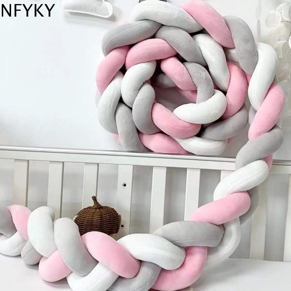 NFYKY Làm thủ công Chắn giường cho trẻ sơ sinh Thoáng khí Lông mềm mại Chắn giường Cản giường cho trẻ sơ sinh Chống va chạm Gối thắt nút Giường trẻ em
