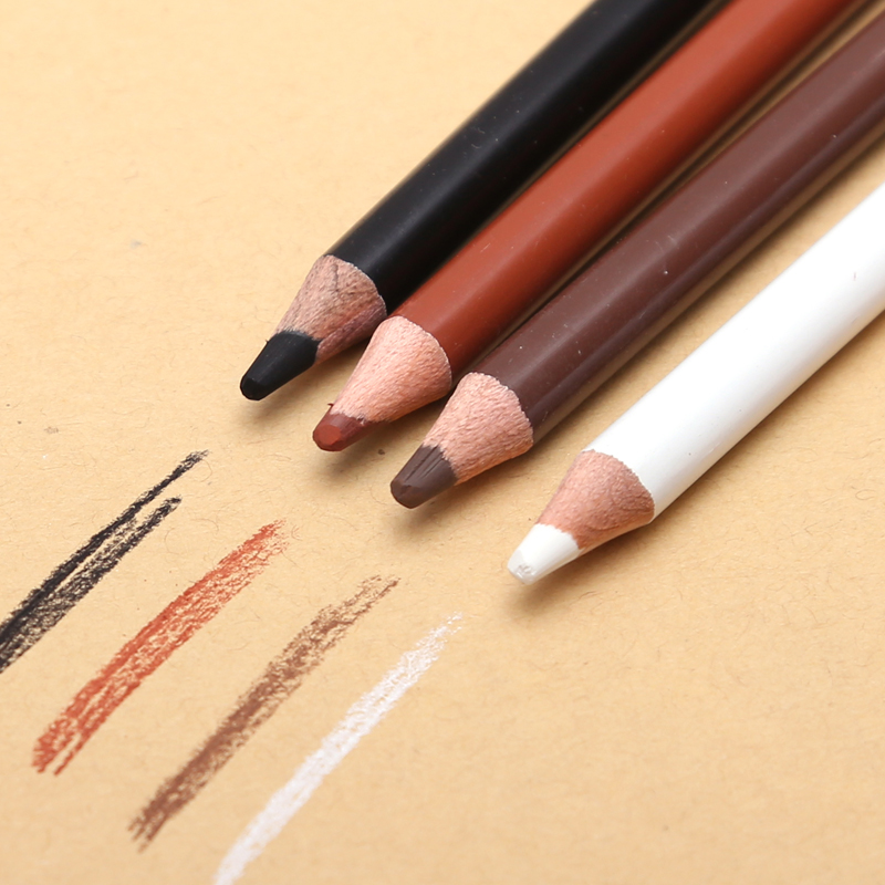 【Online】 4 Color Professional Soft Pastel Charcoal Pencils Wood Skin Tints White Colored Pencils For Artist Drawing Sketching Blending