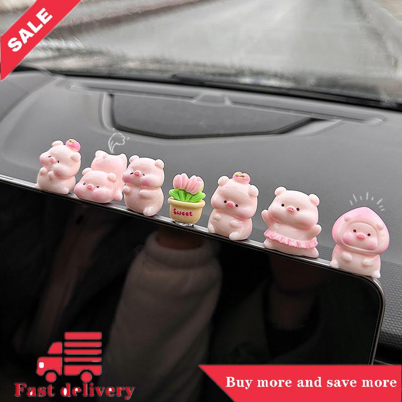 [COD] 1 bộ đồ trang trí xe dễ thương phim hoạt hình nhựa con heo đất mô hình trung tâm Xe điều khiển trang trí tự động nội thất Bảng điều khiển phụ kiện