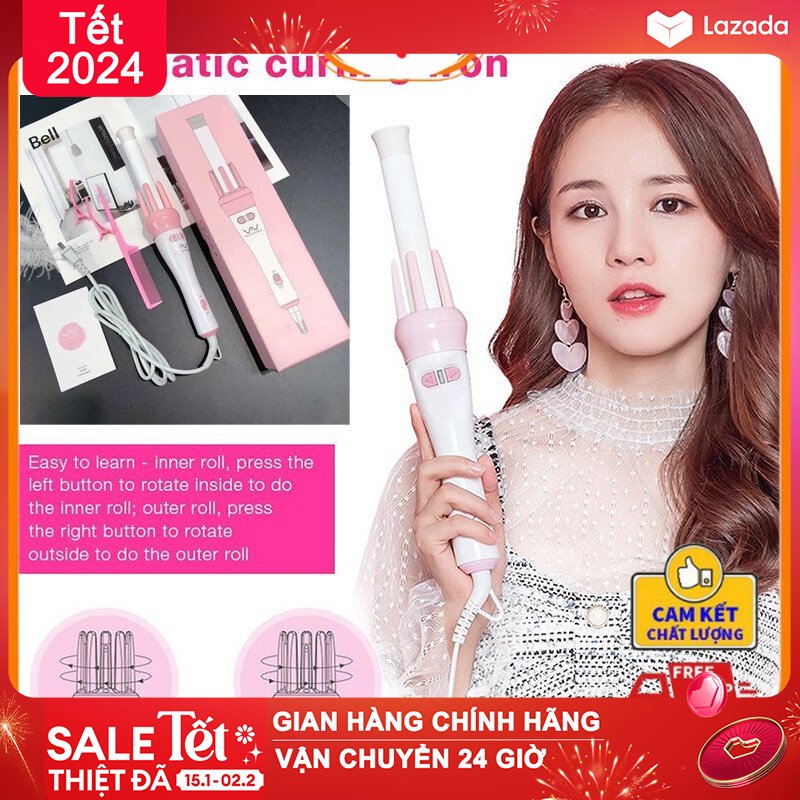 Máy uốn tóc xoăn xoay tự động 360° vivid & vogue, máy làm tóc uốn xoăn tự động - toycity