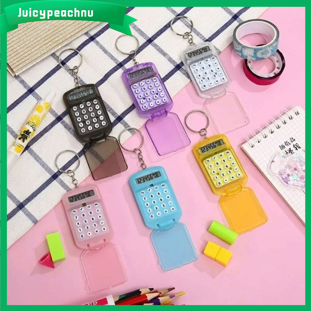 JUICYPEACHNU Sáng Tạo Máy tính Hiển thị 8 chữ số Đa chức năng Văn phòng phẩm học sinh Di động Mini Móc chìa khóa Văn phòng