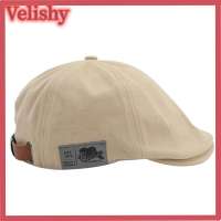 Velishy 2025 New Mens Vintage Linen Fashion Hip Hop Solid Beret Side Label Womens Hat Vintage Beanie Crowd Style Sun Beret