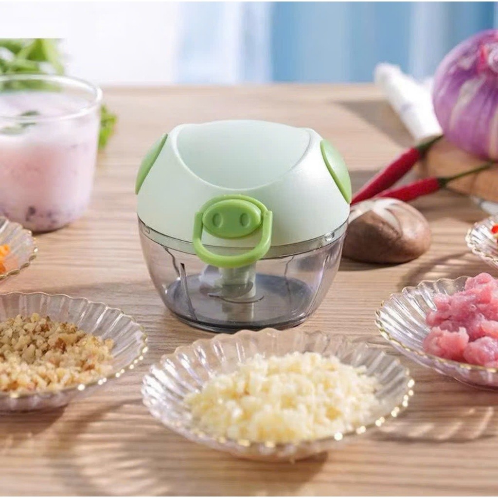 Máy Xay Tỏi Ớt Mini Kéo Tay Hình Heo Cute - 170ml, Tiện Dụng, Đa Năng