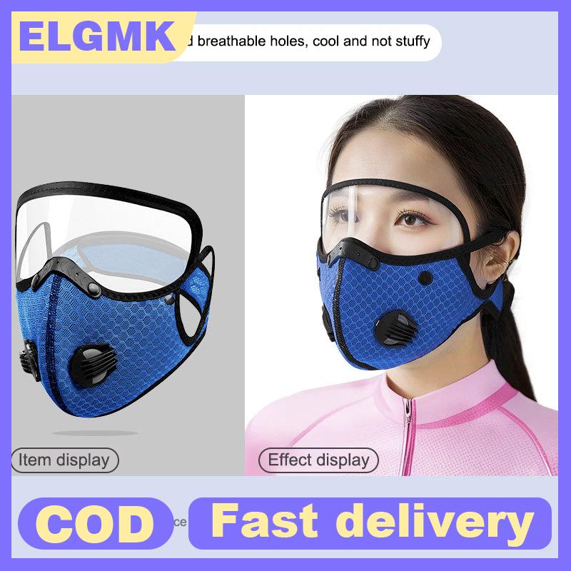 ELGMK New Cycling Face Mask With Filter Goggles Dust Mask Sport Washable Reusable Facemask For Men Bandana Actived Carbon Filters