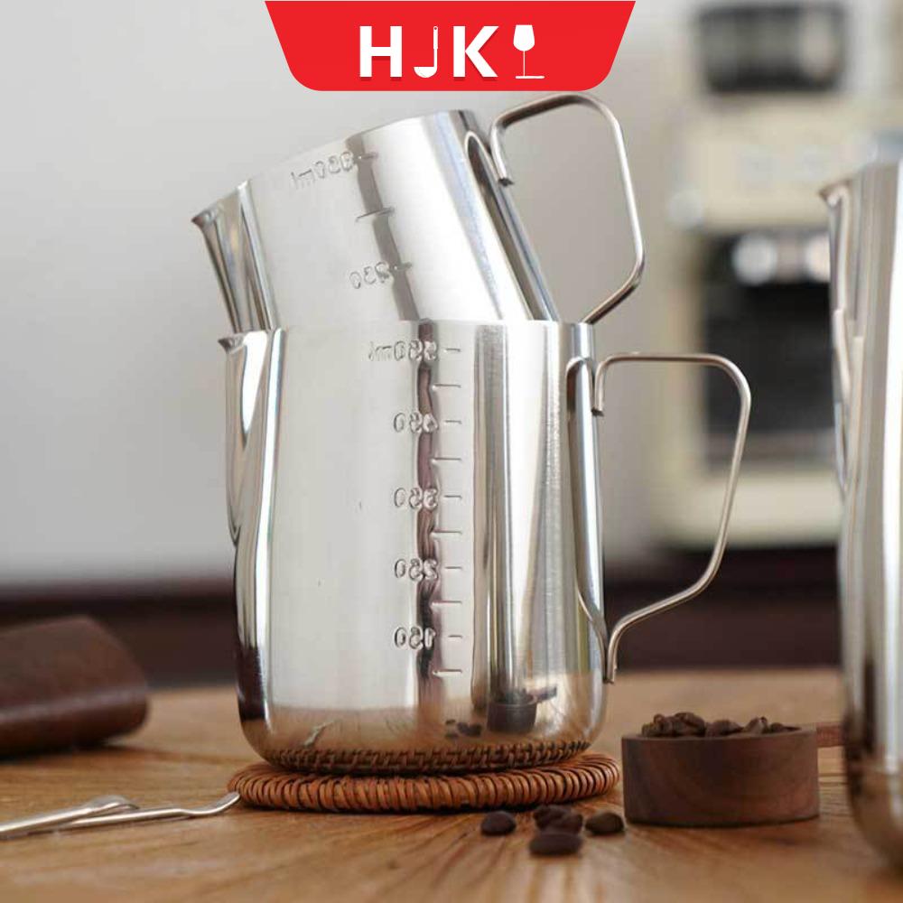 HJKL thép không gỉ Bình tạo bọt sữa với Cân Đầu phun chuyển hướng Bình tạo bọt Hộ gia đình Tay cầm Cốc đo lường Quán cà phê